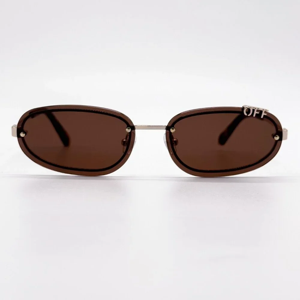 NEW OFF-WHITE OERI13M MIAMI 7664 SUNGLASSES UNISEX OVAL BROWN GOLD